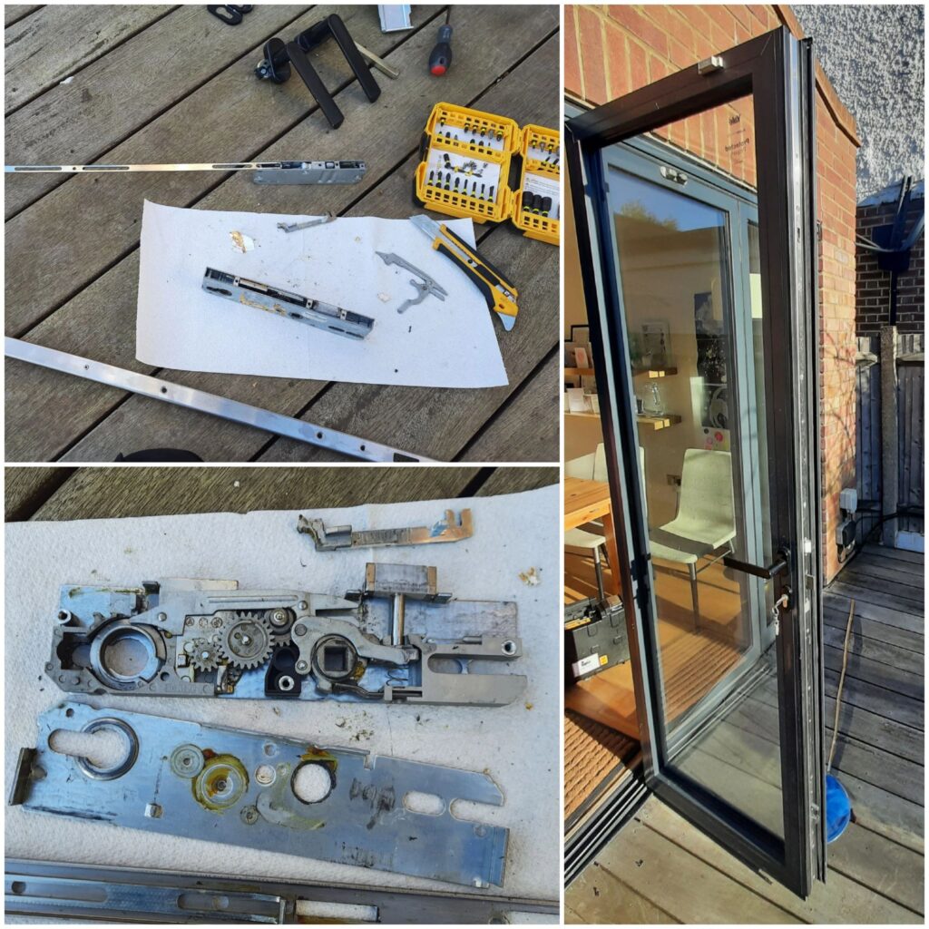 Aluminium bi-fold multipoint lock repair in Walton-on-Thames