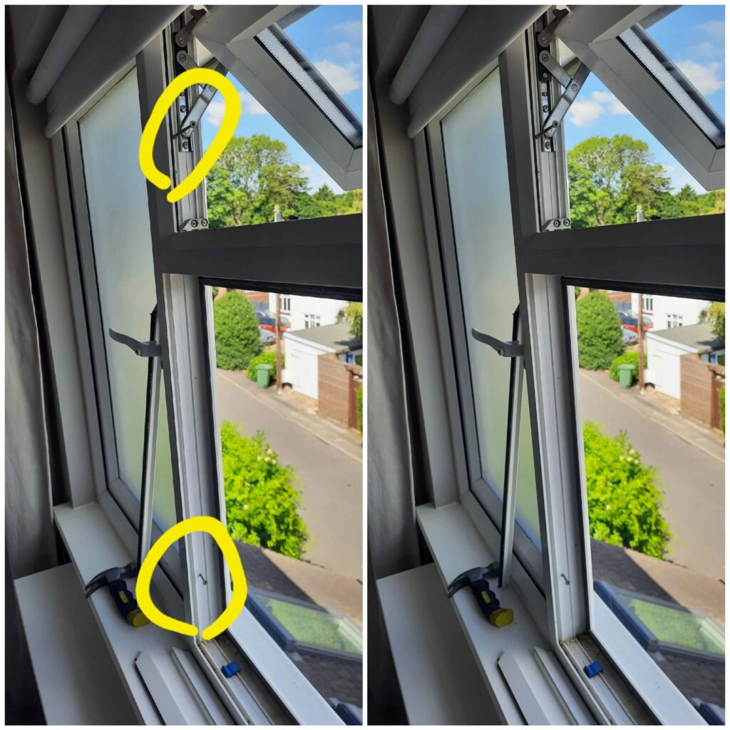 Blocked uPVC window repaired after screws were found through the frame in Walton-on-Thames