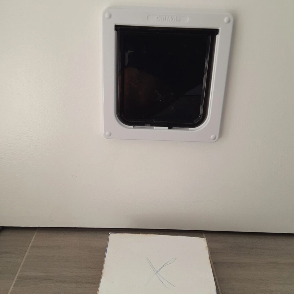 Cat flap installed in an internal hollow-core door in Aldershot