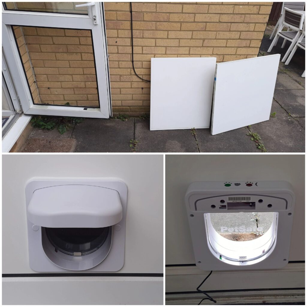 Cat flap installed in a replacement uPVC door panel in Kingston