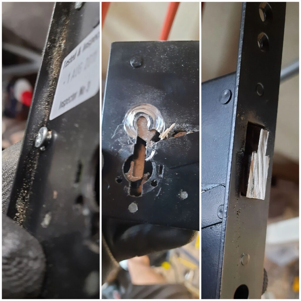 Failed deadlock removed from an internal garage door in Weybridge
