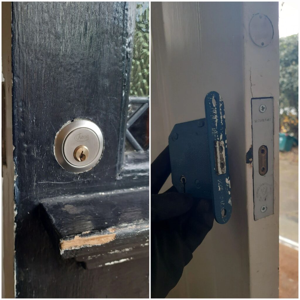 Replacement mortice deadlock fitted to a front door in Shepperton