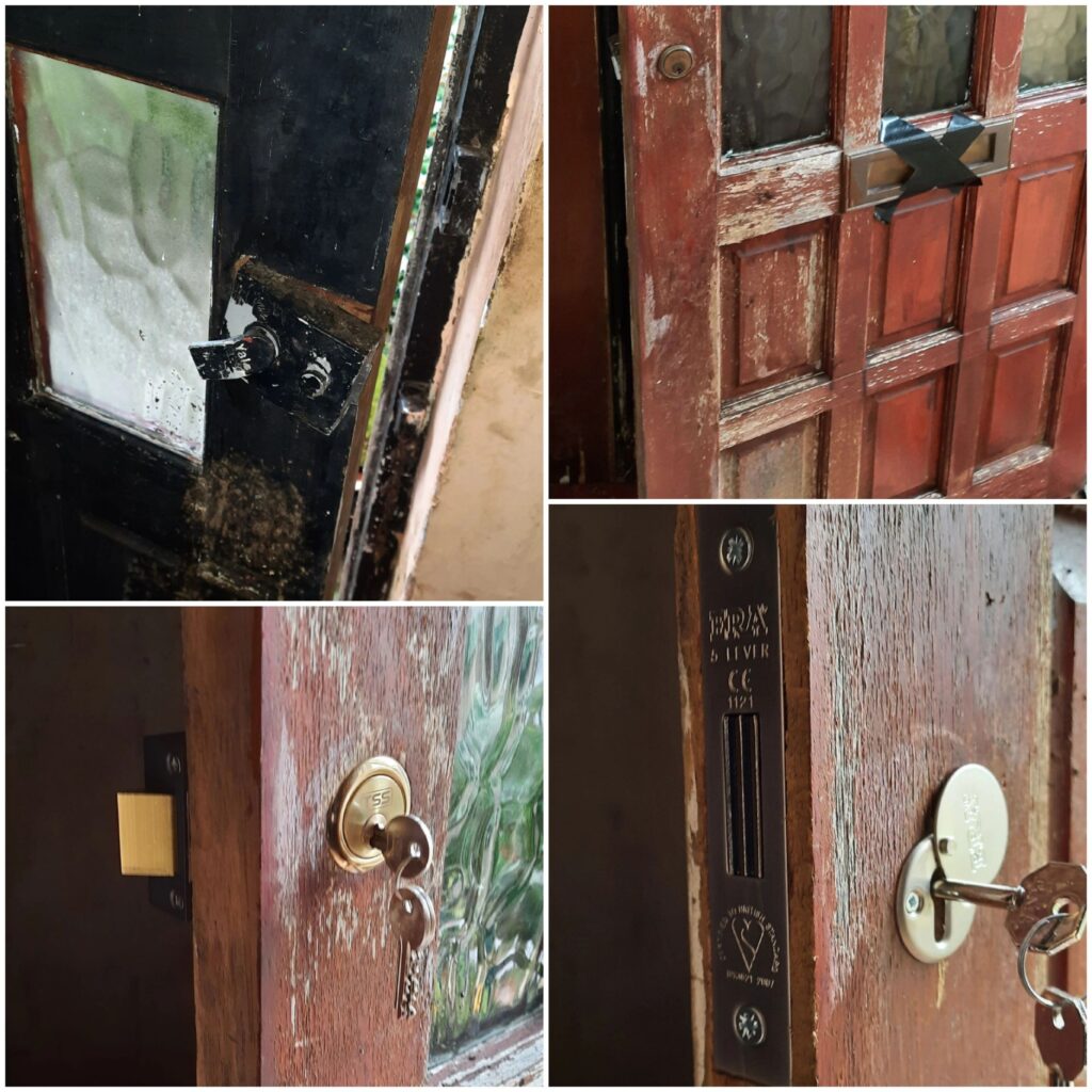 timber front door planing and lock replacement in Sunbury