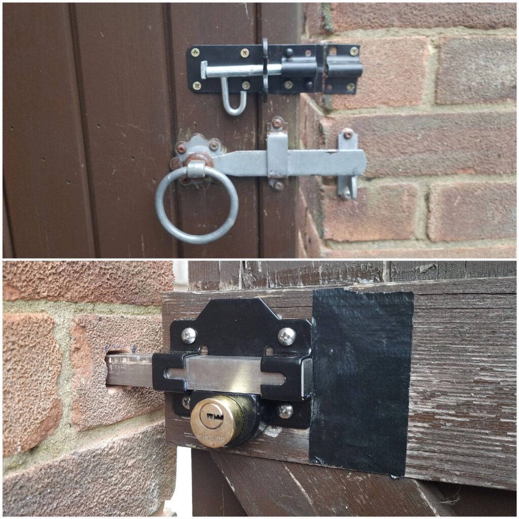 Key-operated garden gate lock installed in Ashford