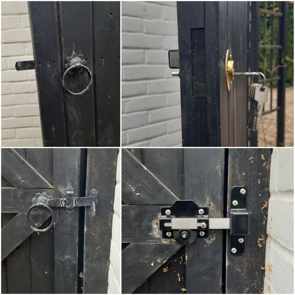 Garden gate lock installed after hinge adjustment in Walton-on-Thames