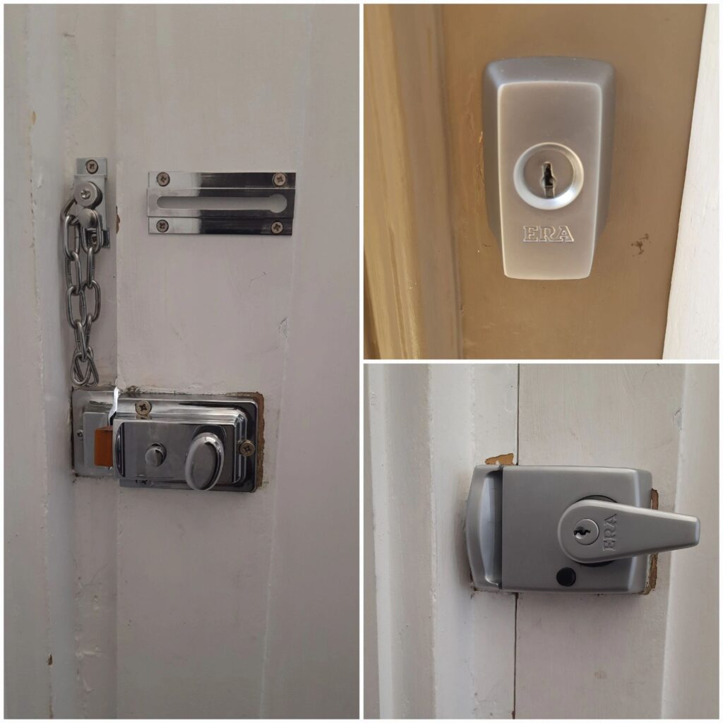 High-security nightlatch fitted to a front door in Staines-upon-Thames