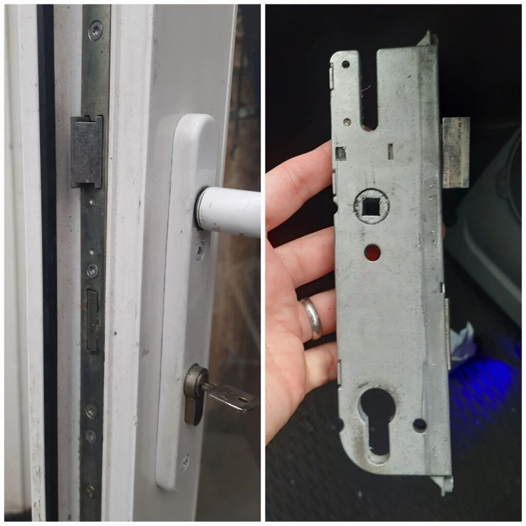 Worn patio door gearbox and alignment repair in Ashford
