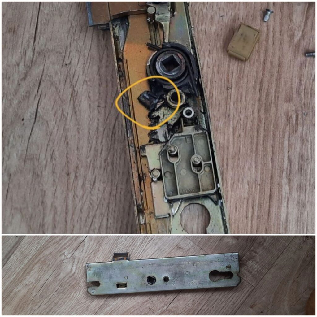 Obsolete garden-door multipoint lock replaced in Ashford