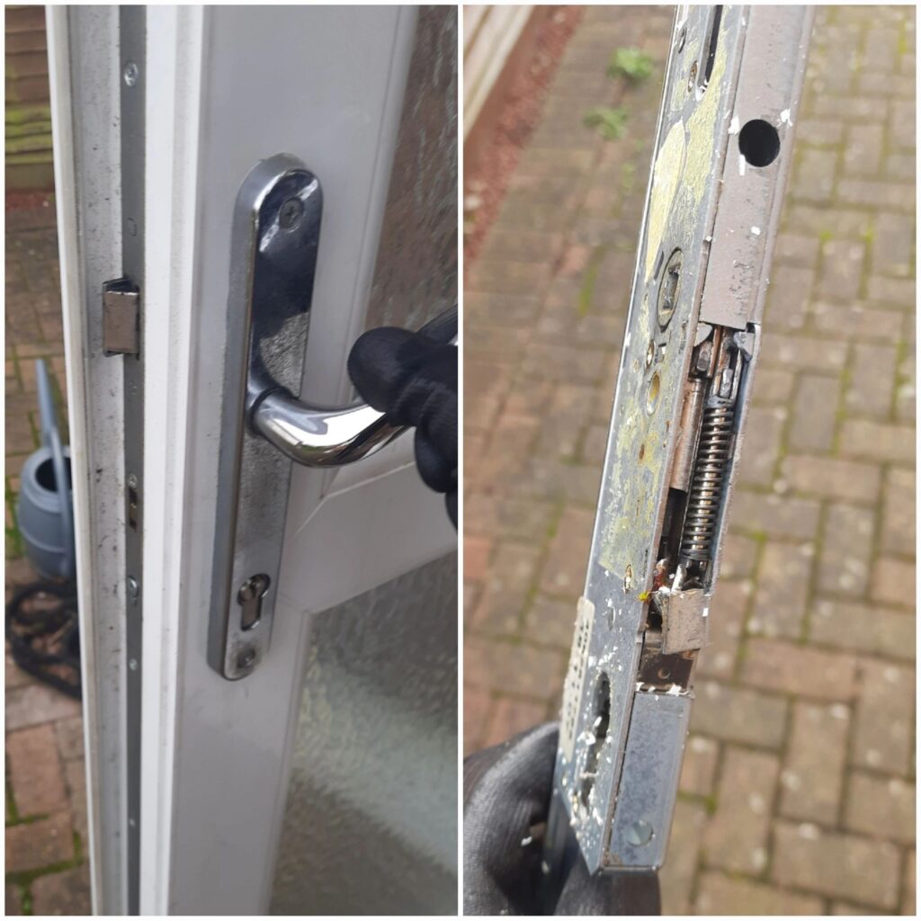 Patio door multipoint lock mechanism repair in Ashford