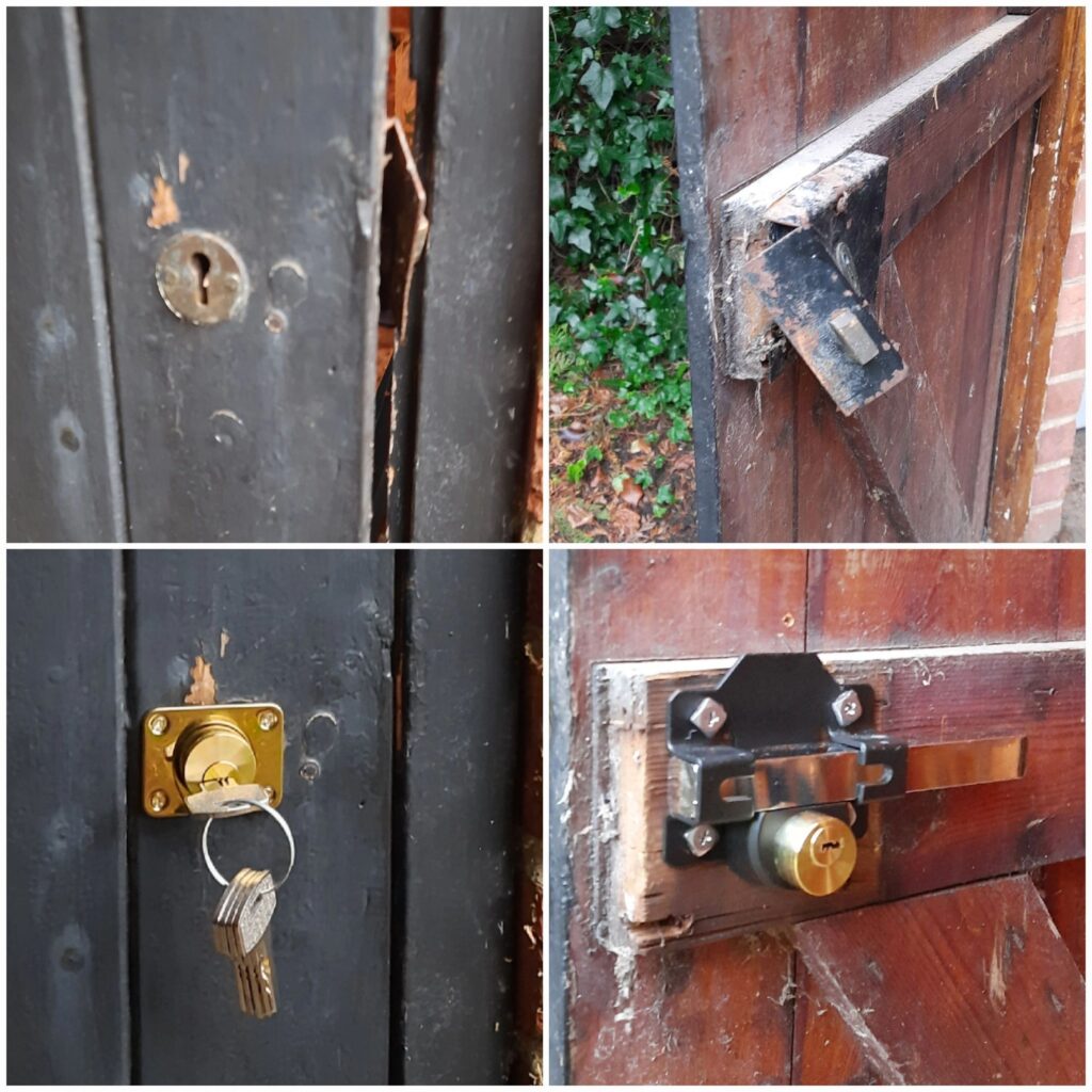 Robust shed lock replacement after attempted break-in in Iver