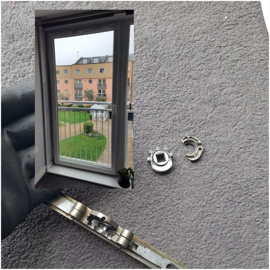Tilt-and-turn door gearbox and keep alignment repair in Feltham