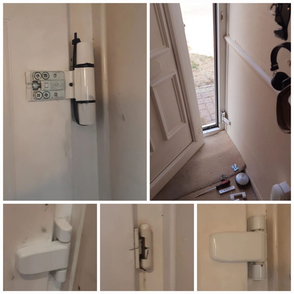 Worn uPVC door hinges replaced and realigned in Staines