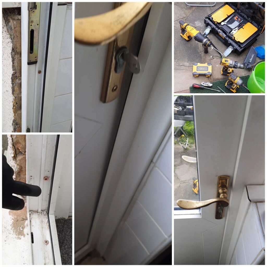 uPVC garden door frame secured and realigned in Isleworth