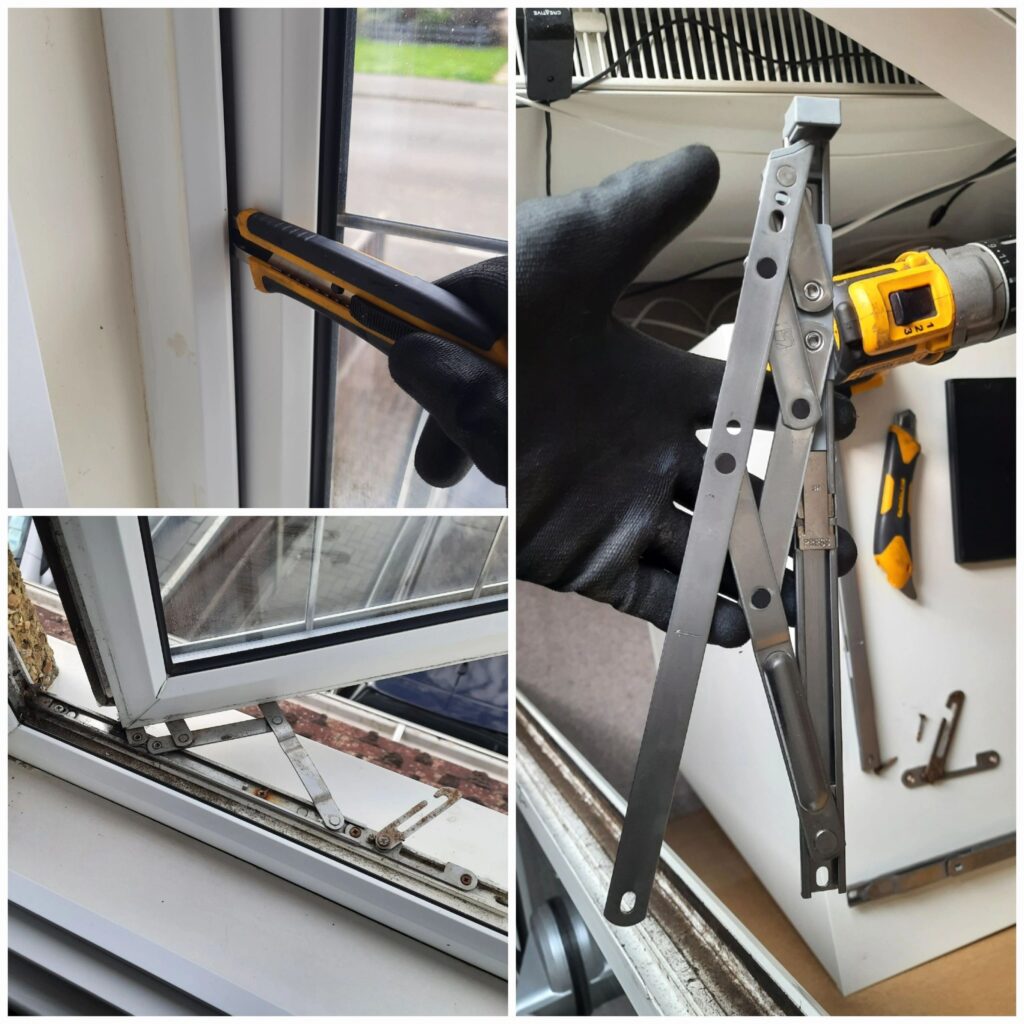 Heavy-duty window hinges with integrated restrictor fitted in Walton-on-Thames